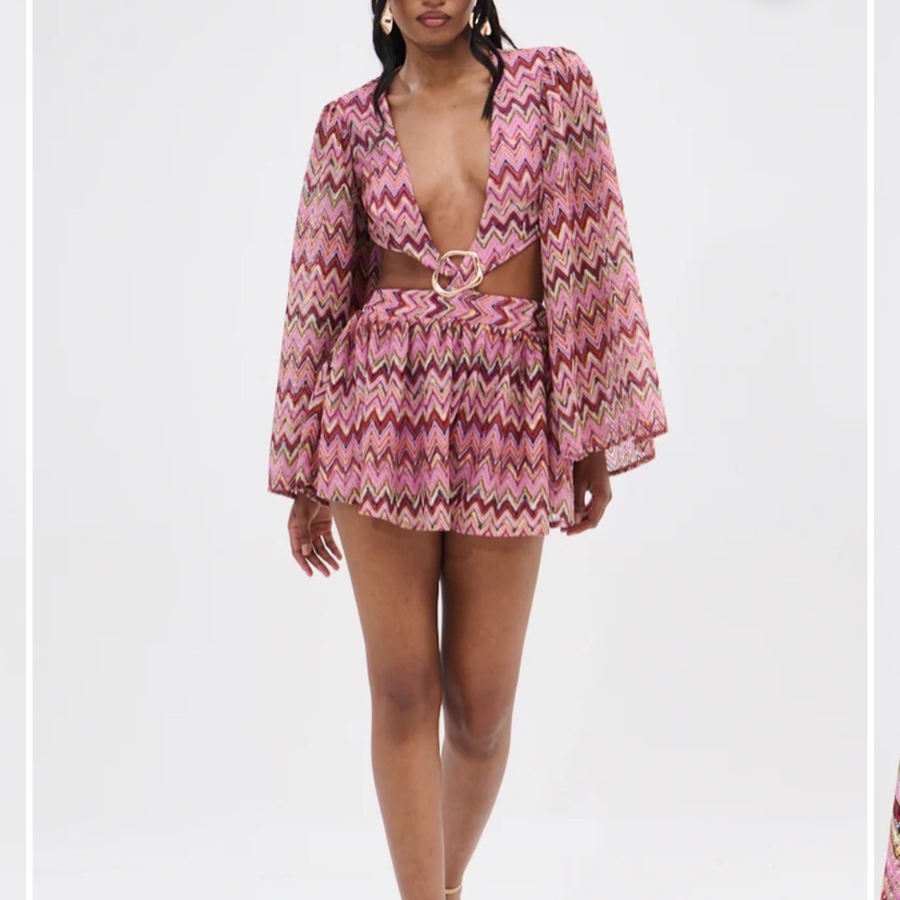 AKIRA Pink Zigzag Jumpsuit